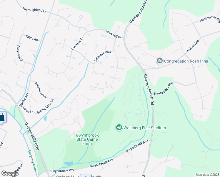 map of restaurants, bars, coffee shops, grocery stores, and more near 67 Beecham Court in Owings Mills