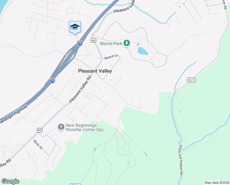 map of restaurants, bars, coffee shops, grocery stores, and more near 1550 Tulip Ln in Fairmont