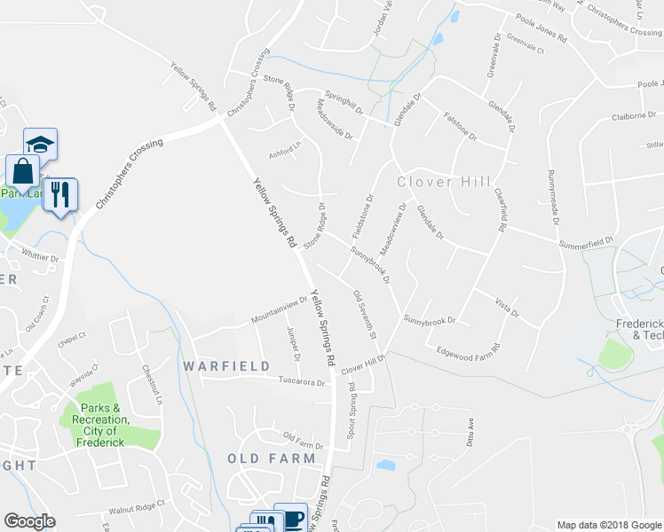 map of restaurants, bars, coffee shops, grocery stores, and more near 7955 Old Seventh Street in Frederick