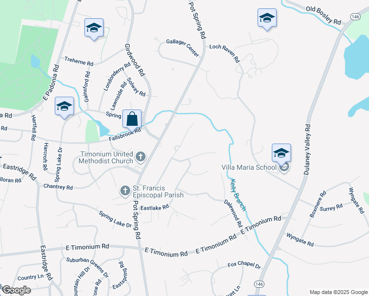 map of restaurants, bars, coffee shops, grocery stores, and more near 2403 Ravenview Road in Lutherville-Timonium