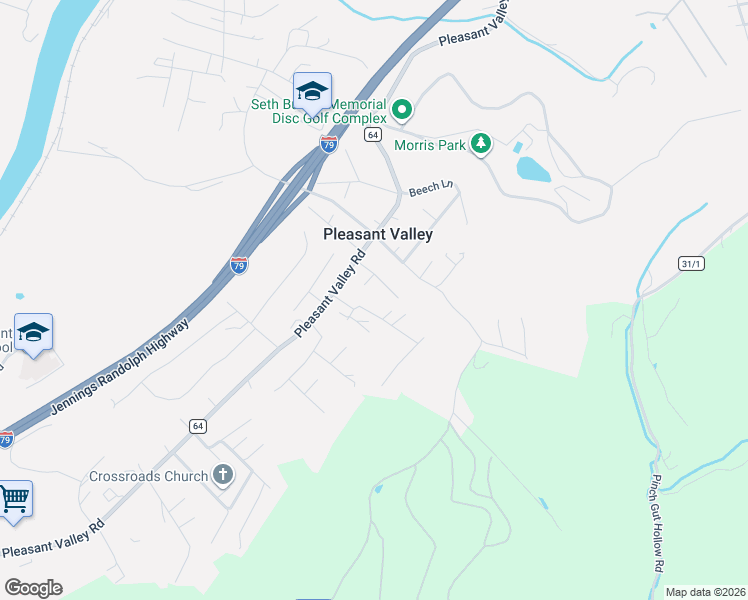 map of restaurants, bars, coffee shops, grocery stores, and more near 1607 Russell Ct in Fairmont