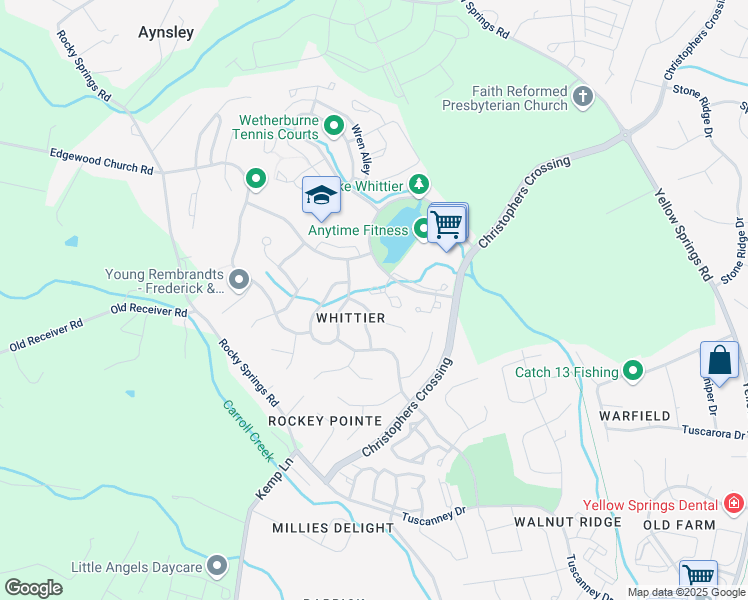 map of restaurants, bars, coffee shops, grocery stores, and more near 2408 Ellsworth Way in Frederick