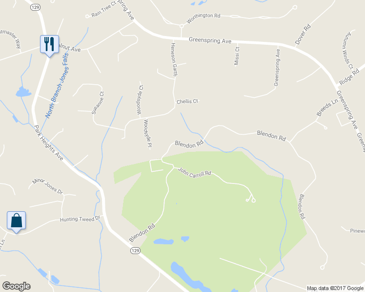 map of restaurants, bars, coffee shops, grocery stores, and more near 3120 Blendon Road in Owings Mills