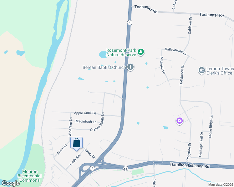 map of restaurants, bars, coffee shops, grocery stores, and more near 18 Buckeye Drive in Middletown