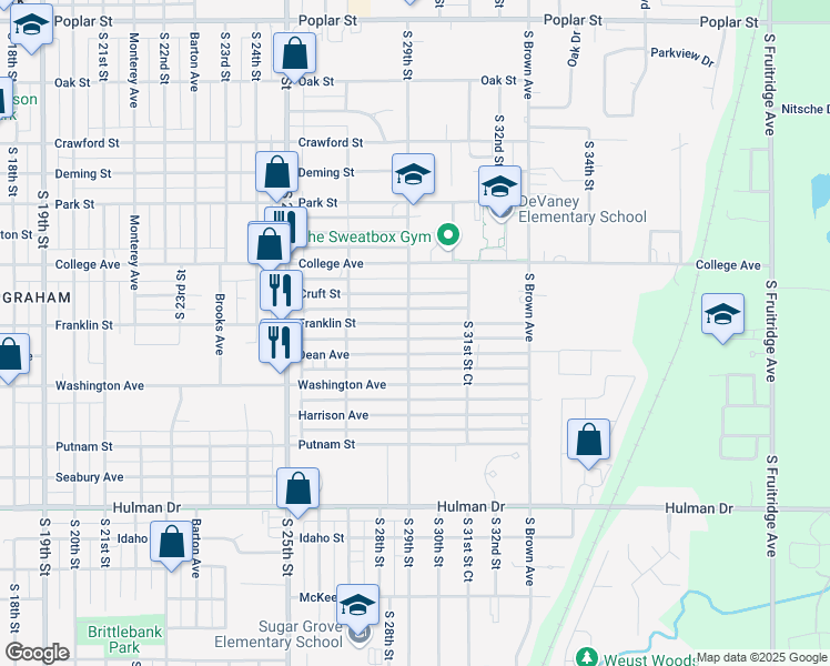 map of restaurants, bars, coffee shops, grocery stores, and more near in Terre Haute