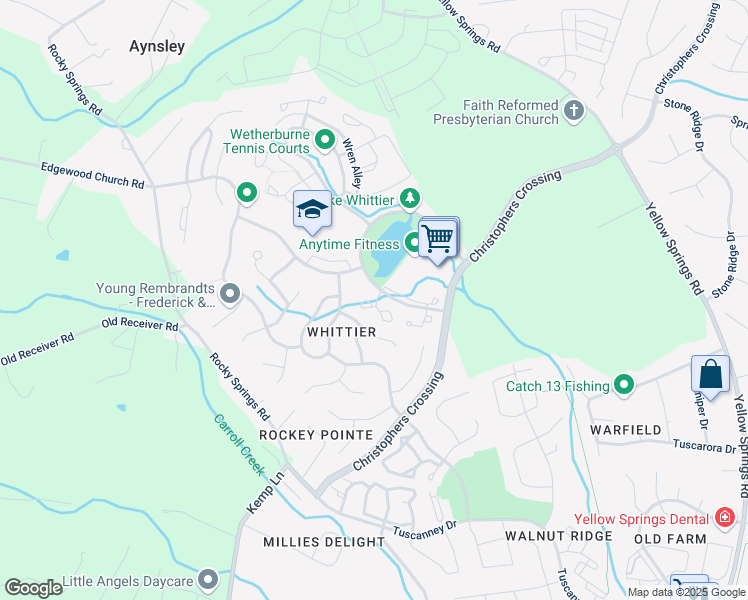 map of restaurants, bars, coffee shops, grocery stores, and more near 2412 Ellsworth Way in Frederick