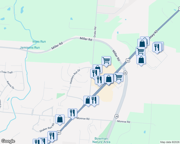 map of restaurants, bars, coffee shops, grocery stores, and more near 790 Oleander Court in Lebanon