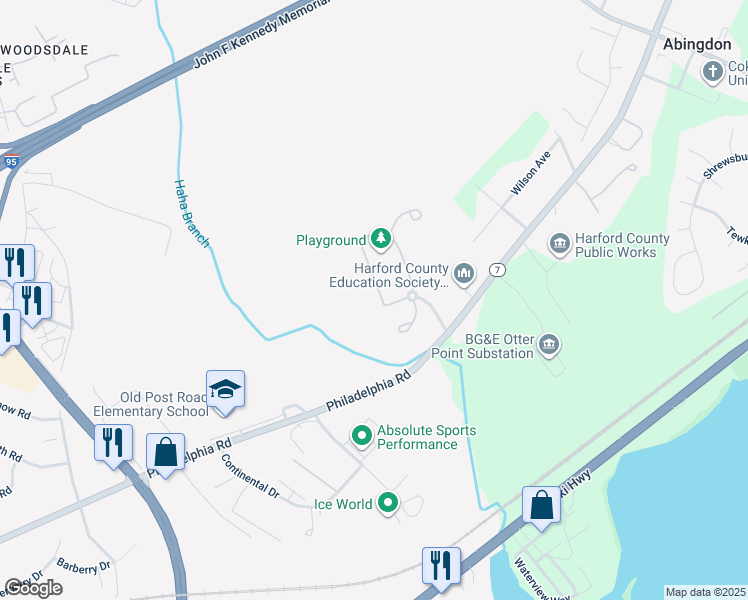 map of restaurants, bars, coffee shops, grocery stores, and more near 3109 Raking Leaf Drive in Abingdon