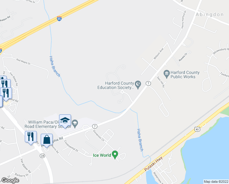 map of restaurants, bars, coffee shops, grocery stores, and more near 2956 Raking Leaf Drive in Abingdon