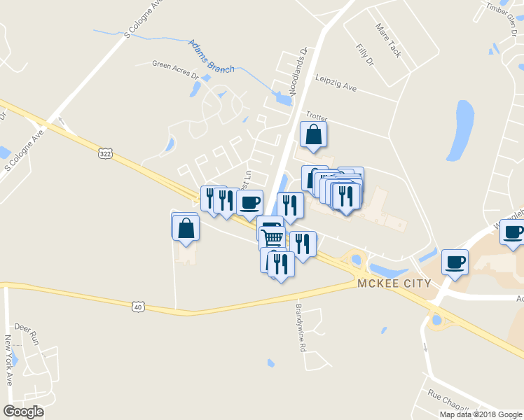 map of restaurants, bars, coffee shops, grocery stores, and more near 2123 Rhododendron Court in Hamilton Township