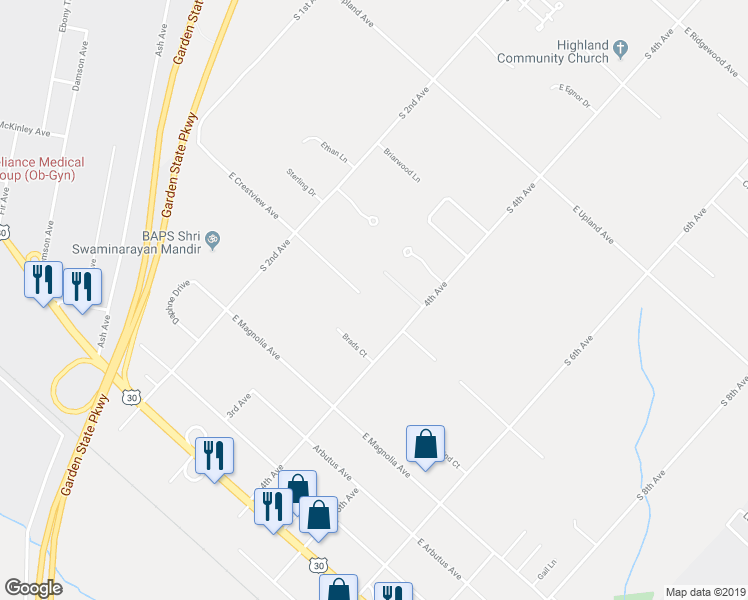 map of restaurants, bars, coffee shops, grocery stores, and more near 641 South 4th Avenue in Galloway