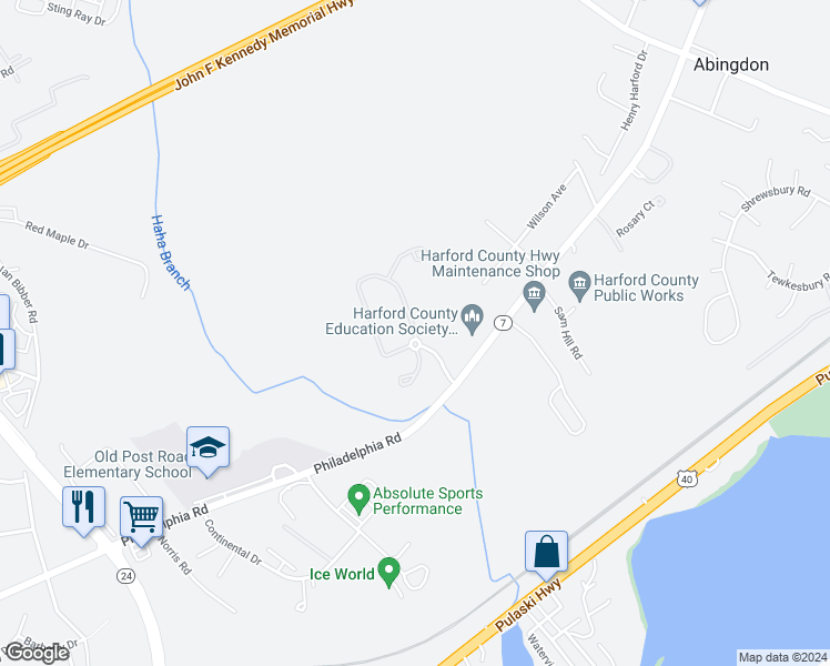 map of restaurants, bars, coffee shops, grocery stores, and more near 2941 Raking Leaf Drive in Abingdon