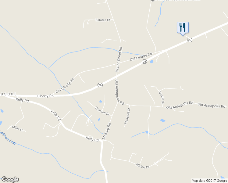 map of restaurants, bars, coffee shops, grocery stores, and more near 10321 Old Annapolis Road in Walkersville