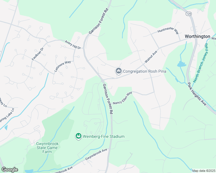 map of restaurants, bars, coffee shops, grocery stores, and more near 12009 Garrison Forest Road in Owings Mills