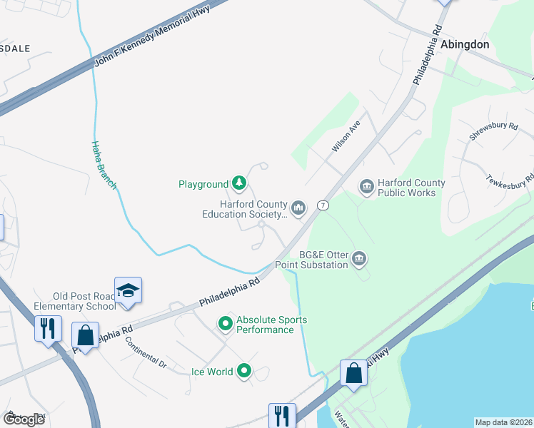 map of restaurants, bars, coffee shops, grocery stores, and more near 2943 Raking Leaf Drive in Abingdon