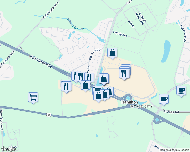 map of restaurants, bars, coffee shops, grocery stores, and more near 2136 Rhododendron Court in Hamilton