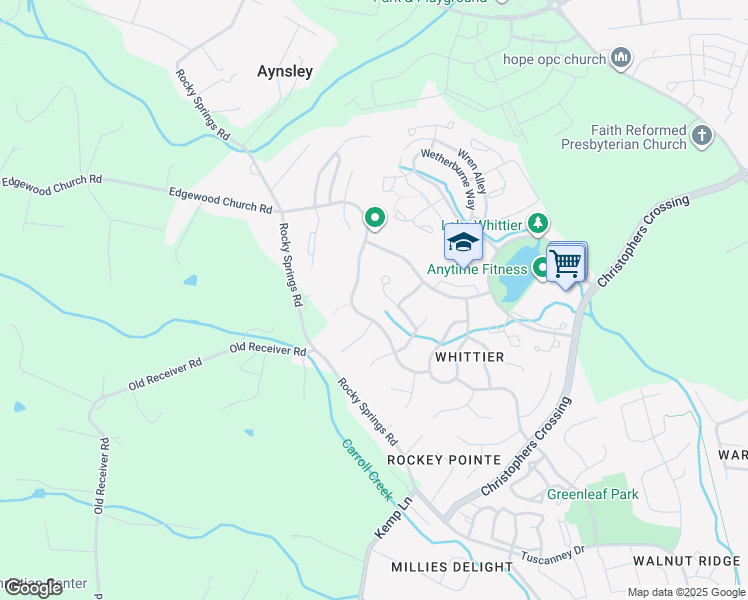 map of restaurants, bars, coffee shops, grocery stores, and more near 2207 Banner Hill Road in Frederick