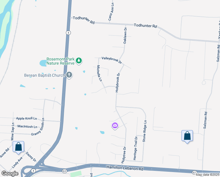 map of restaurants, bars, coffee shops, grocery stores, and more near 4011 Meadowood Dr in Middletown