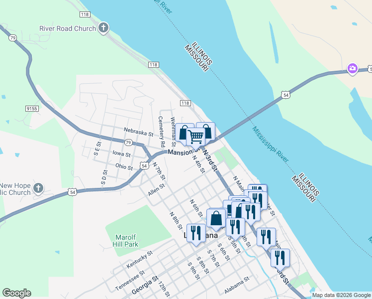 map of restaurants, bars, coffee shops, grocery stores, and more near 808 North 4th Street in Louisiana