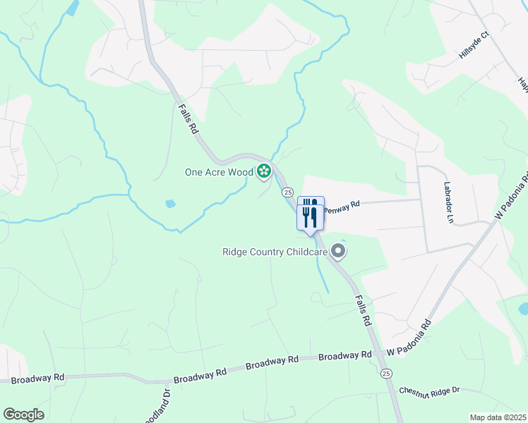 map of restaurants, bars, coffee shops, grocery stores, and more near 6 Rises Court in Cockeysville