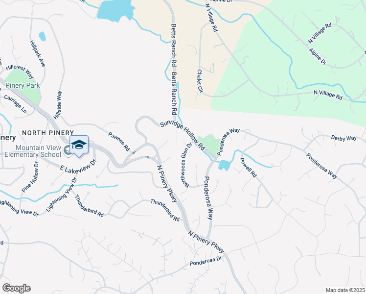 map of restaurants, bars, coffee shops, grocery stores, and more near 6293 Northwoods Glen Drive in Parker