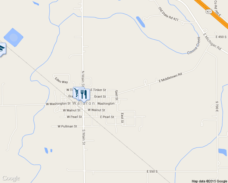 map of restaurants, bars, coffee shops, grocery stores, and more near 607 East Tinker Street in Waldron