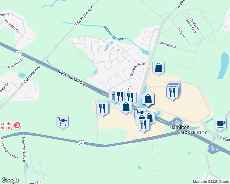 map of restaurants, bars, coffee shops, grocery stores, and more near 2407 Arbor Court in Hamilton