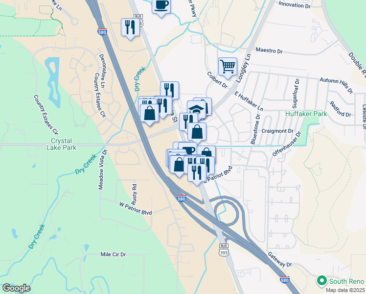 map of restaurants, bars, coffee shops, grocery stores, and more near 8045 U.S. 395 Business in Reno