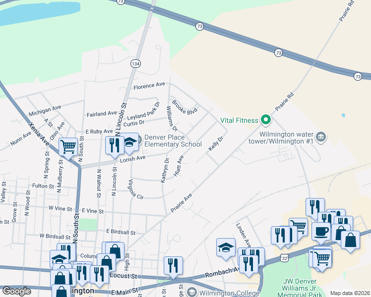 map of restaurants, bars, coffee shops, grocery stores, and more near 616 Hiatt Avenue in Wilmington