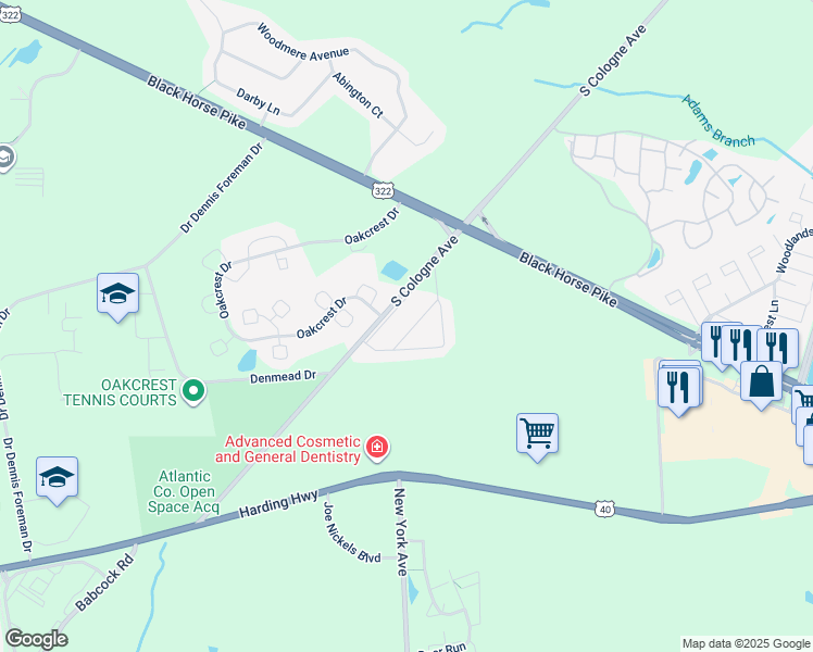 map of restaurants, bars, coffee shops, grocery stores, and more near 1932 South Cologne Avenue in Hamilton