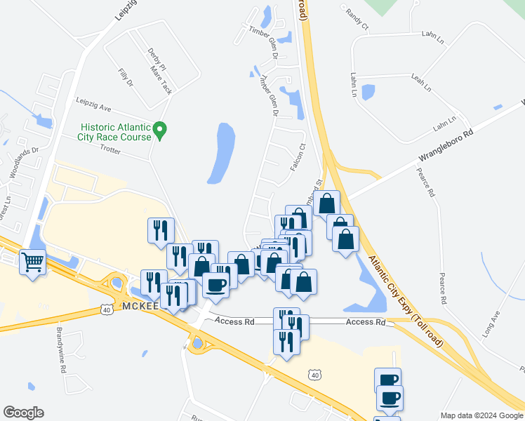 map of restaurants, bars, coffee shops, grocery stores, and more near 2619 Boulder Court in Hamilton Township