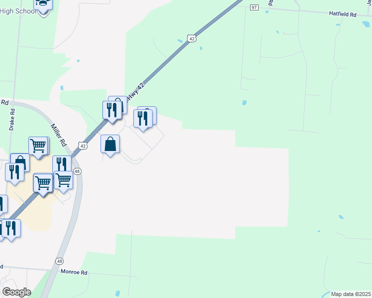 map of restaurants, bars, coffee shops, grocery stores, and more near 1560 U.S. 42 in Lebanon