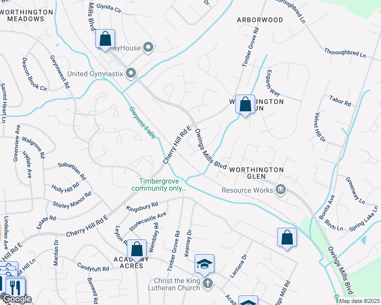 map of restaurants, bars, coffee shops, grocery stores, and more near 13 Merino Court in Owings Mills