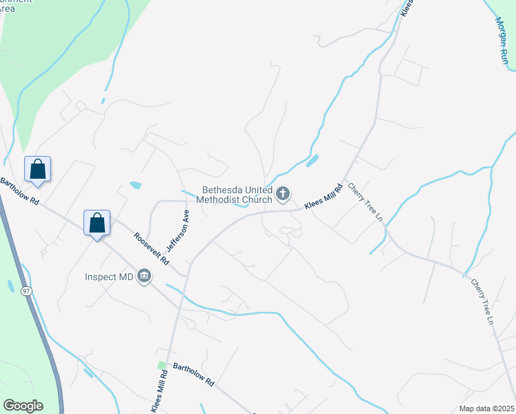 map of restaurants, bars, coffee shops, grocery stores, and more near 312 Klees Mill Road in Sykesville