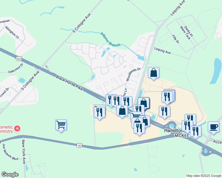 map of restaurants, bars, coffee shops, grocery stores, and more near 2533 Cottonwood Court in Hamilton