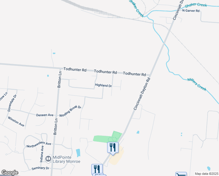 map of restaurants, bars, coffee shops, grocery stores, and more near 60 Highland Drive in Monroe