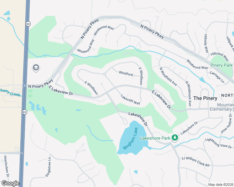 map of restaurants, bars, coffee shops, grocery stores, and more near 7532 Lakecliff Way in Parker