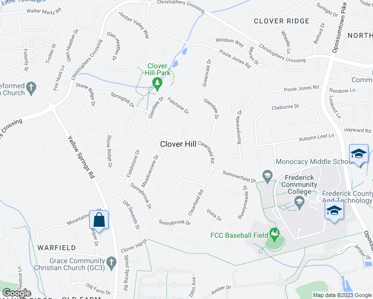 map of restaurants, bars, coffee shops, grocery stores, and more near 8111 Overlook Court in Frederick
