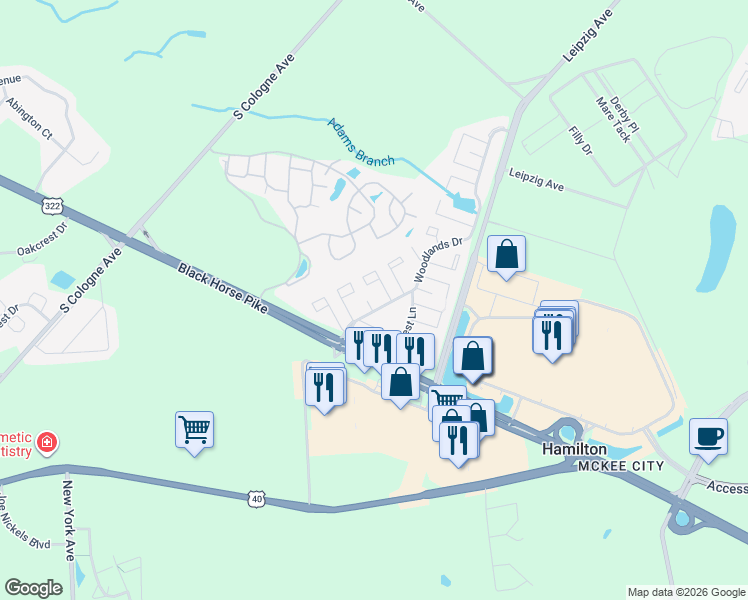 map of restaurants, bars, coffee shops, grocery stores, and more near 2533 Cottonwood Court in Hamilton