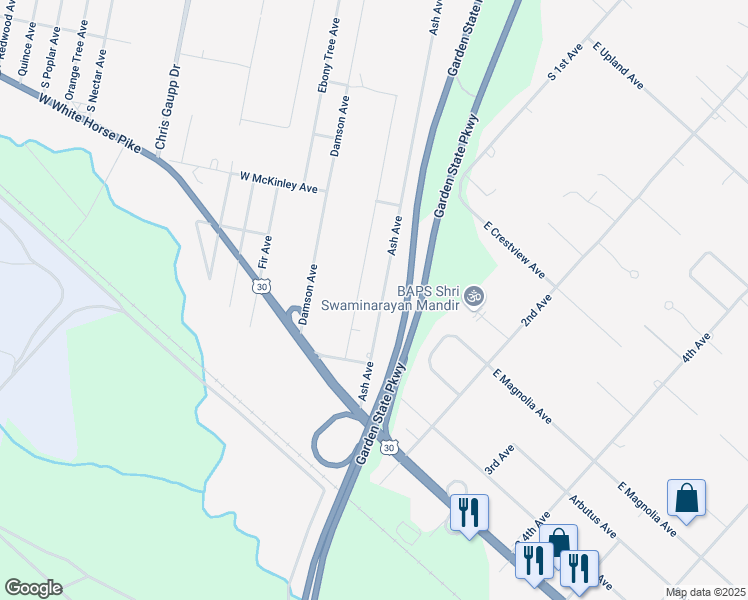 map of restaurants, bars, coffee shops, grocery stores, and more near 475 Ash Avenue in Galloway