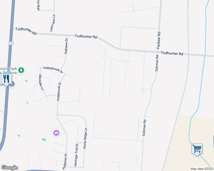 map of restaurants, bars, coffee shops, grocery stores, and more near 3767 Amity Lane in Middletown