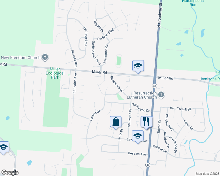 map of restaurants, bars, coffee shops, grocery stores, and more near 1008 Carson Court in Lebanon
