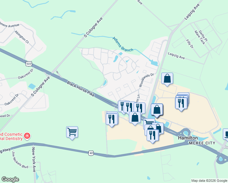 map of restaurants, bars, coffee shops, grocery stores, and more near 2433 Bayberry Court in Hamilton