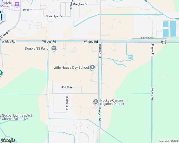 map of restaurants, bars, coffee shops, grocery stores, and more near 2944 Nicole Circle in Fallon