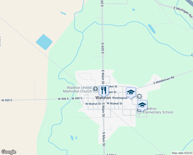map of restaurants, bars, coffee shops, grocery stores, and more near 108 Eden Way in Waldron