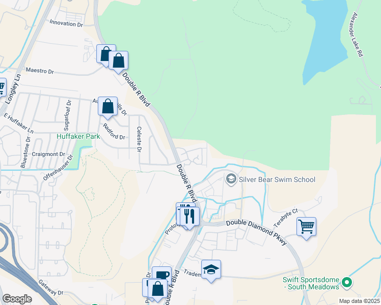map of restaurants, bars, coffee shops, grocery stores, and more near 9050 Double R Boulevard in Reno