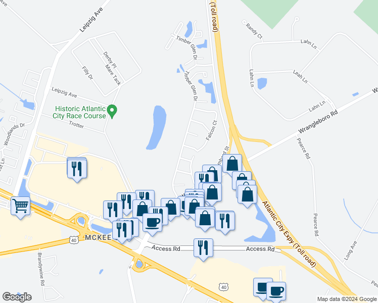 map of restaurants, bars, coffee shops, grocery stores, and more near 2610 Falcon Court in Hamilton