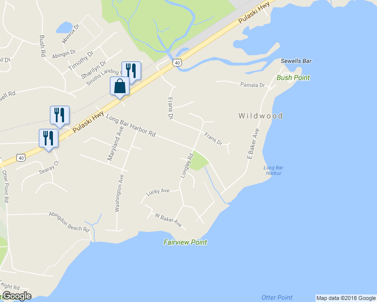 map of restaurants, bars, coffee shops, grocery stores, and more near 700 Long Bar Harbor Road in Abingdon