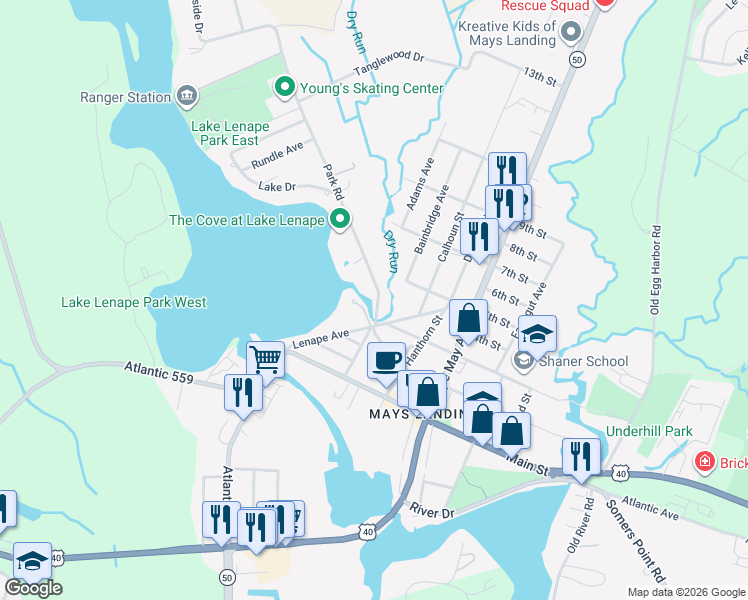 map of restaurants, bars, coffee shops, grocery stores, and more near 527 Park Road in Hamilton