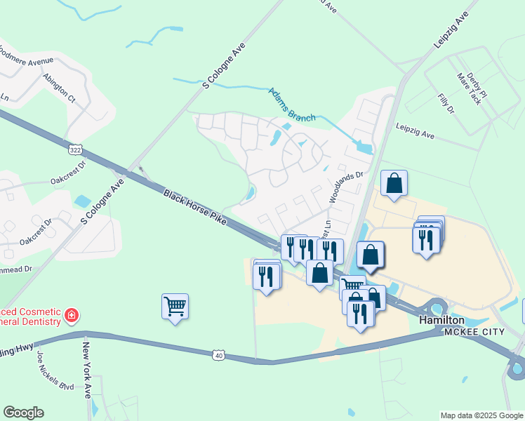 map of restaurants, bars, coffee shops, grocery stores, and more near 2433 Bayberry Court in Hamilton